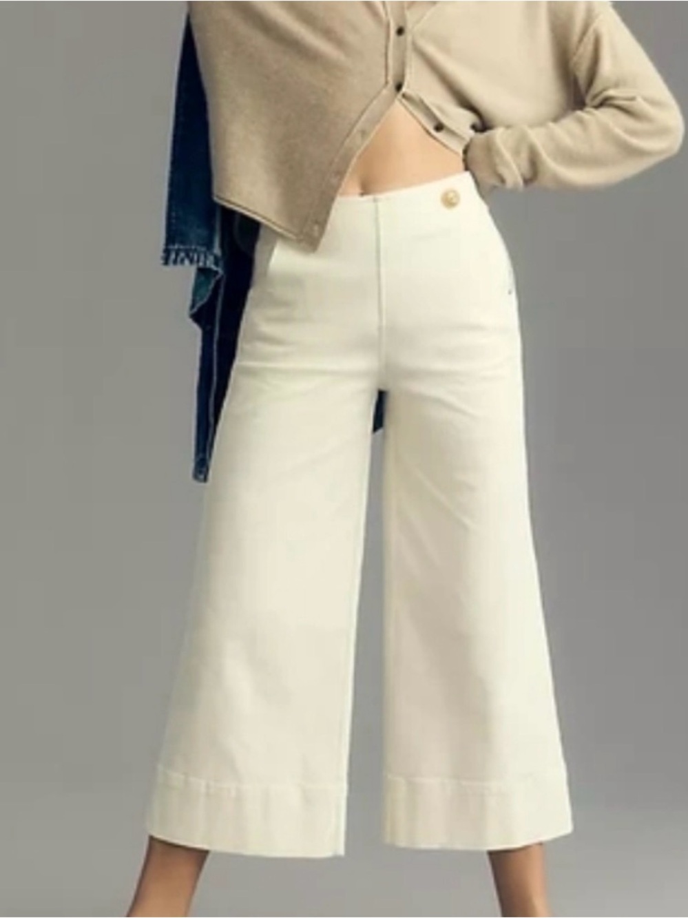 Anthropologie Maeve Buttoned
Crop Wide Leg Flare Cropped Pants